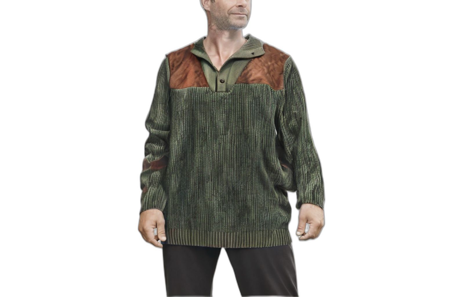 Boulder Creek Men's by KingSize Patch Sweater with Mock Neck