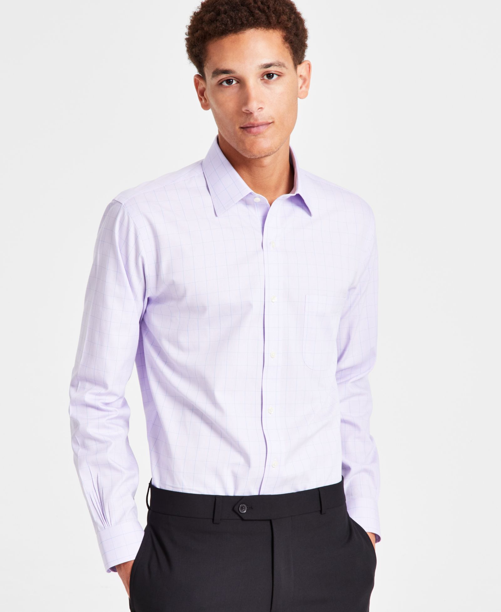 Мужская рубашка Brooks Brothers Regular Fit Non-Iron Spread Collar Check Pinpoint