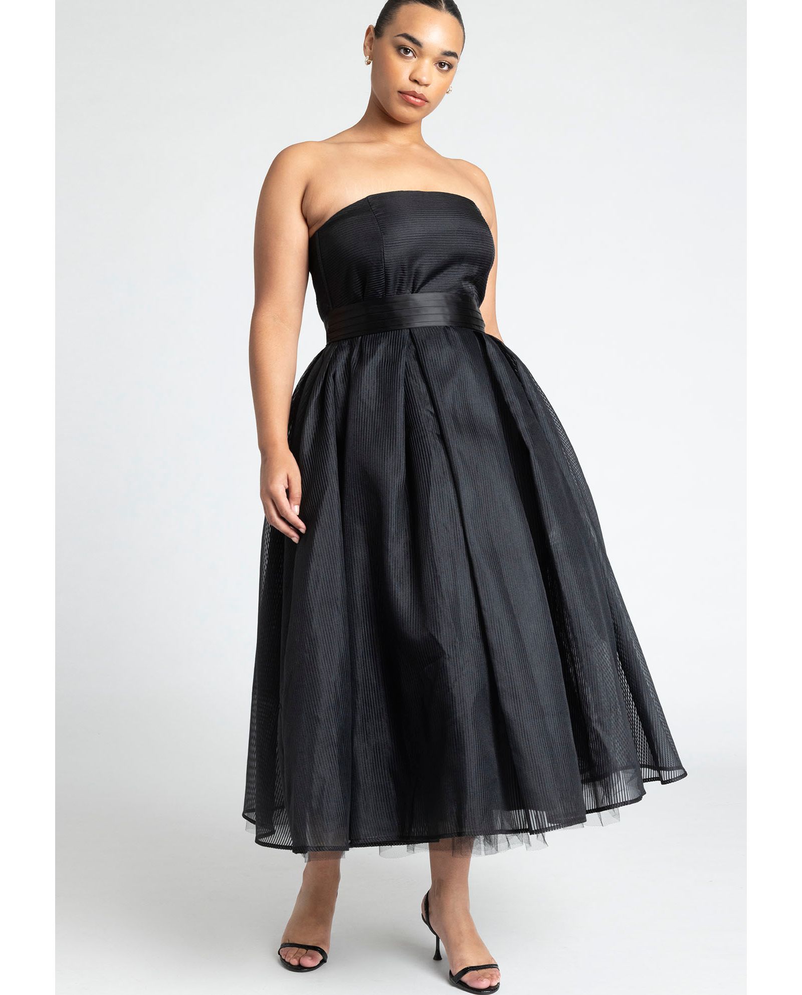 ELOQUII Women's Strapless Organza Midi Dress