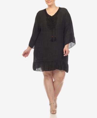 Женское платье-накидка White Mark Plus Size с вышивкой