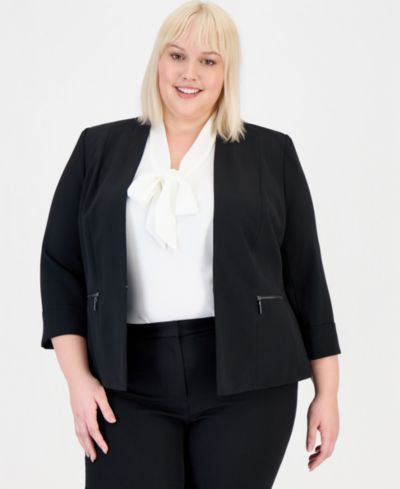 Kasper Plus Size Блейзер без воротника с рукавом 3/4