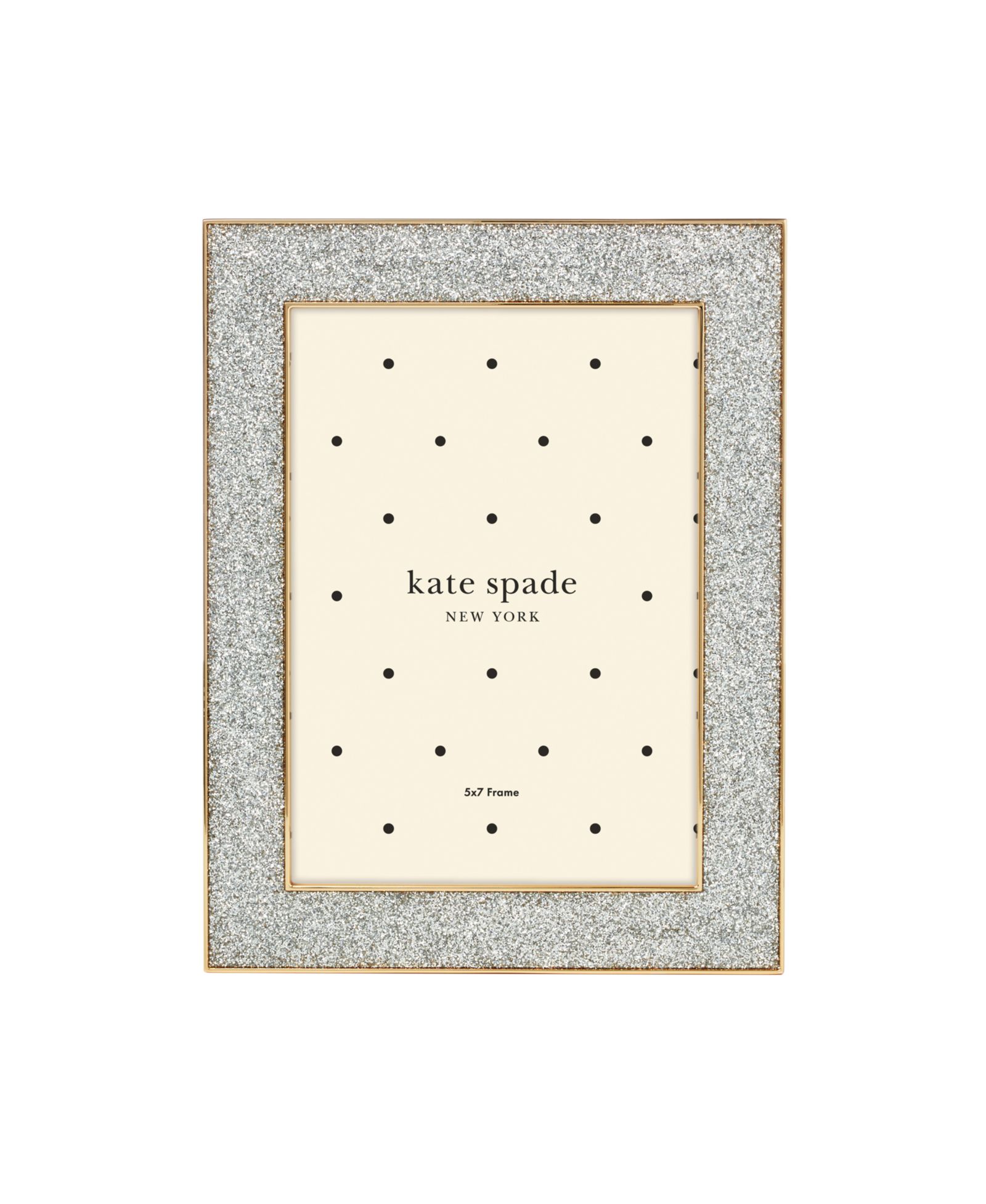 kate spade new york Sitting Pretty Silver Glitter Frame, 5"x 7"