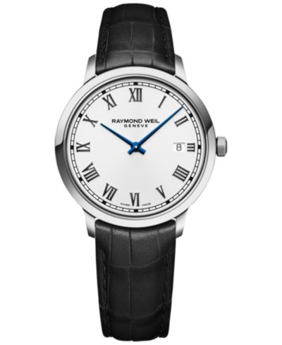 Часы Raymond Weil Women's Swiss Toccata, 39mm, черный кожаный ремешок