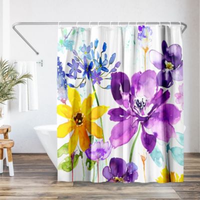 Americanflat Floral Shimmer by Harrison Ripley Botanical Shower Curtain 71x74