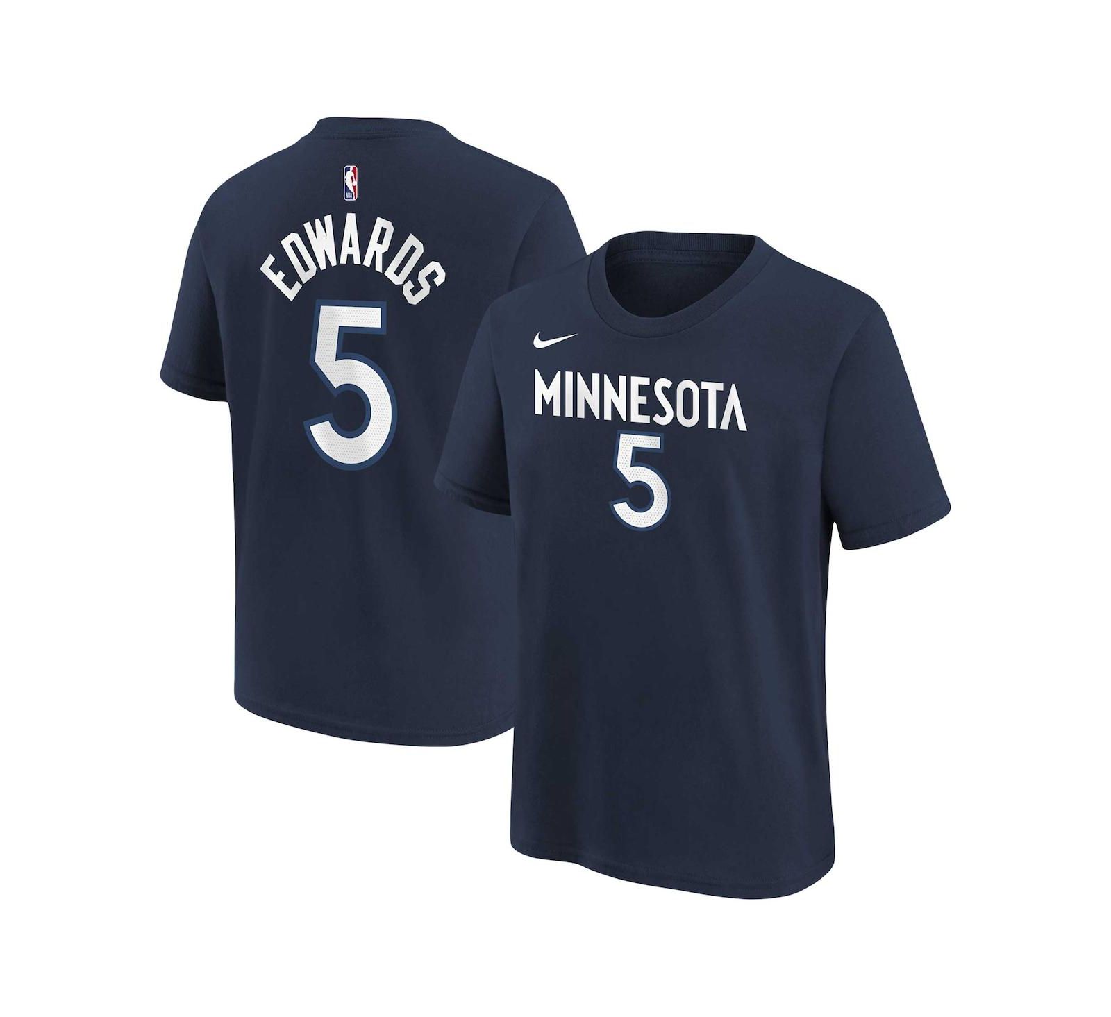 Футболка Nike Big Boys and Girls Anthony Edwards Navy Minnesota Timberwolves Icon Name & Number