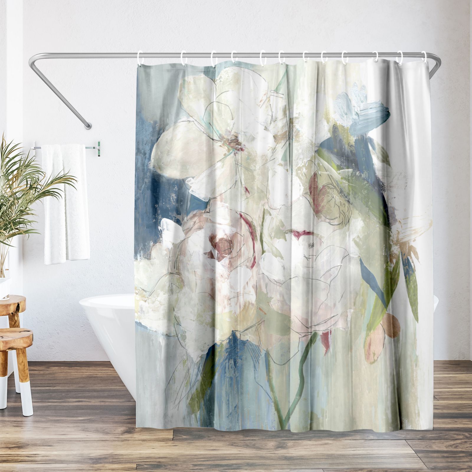 Americanflat Blissful Peony by PI Creative Art Floral Shower Curtain, 71x74