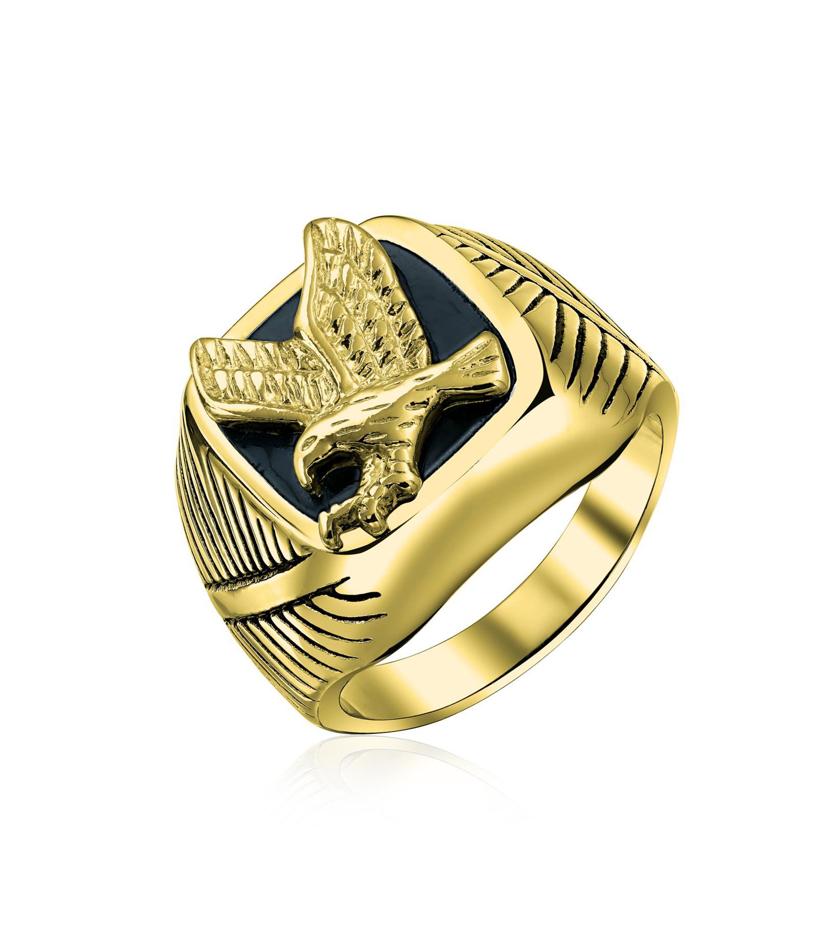 Мужское массивное кольцо Bling Jewelry Square Black Patriotic USA American Bald Eagle из нержавеющей стали