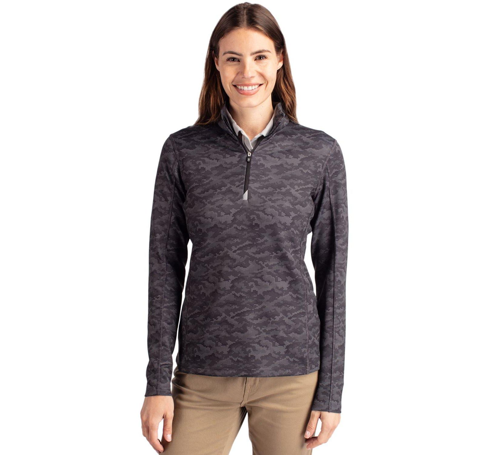 Женский пуловер Cutter & Buck Traverse Stretch Eco Camo Print Quarter Zip