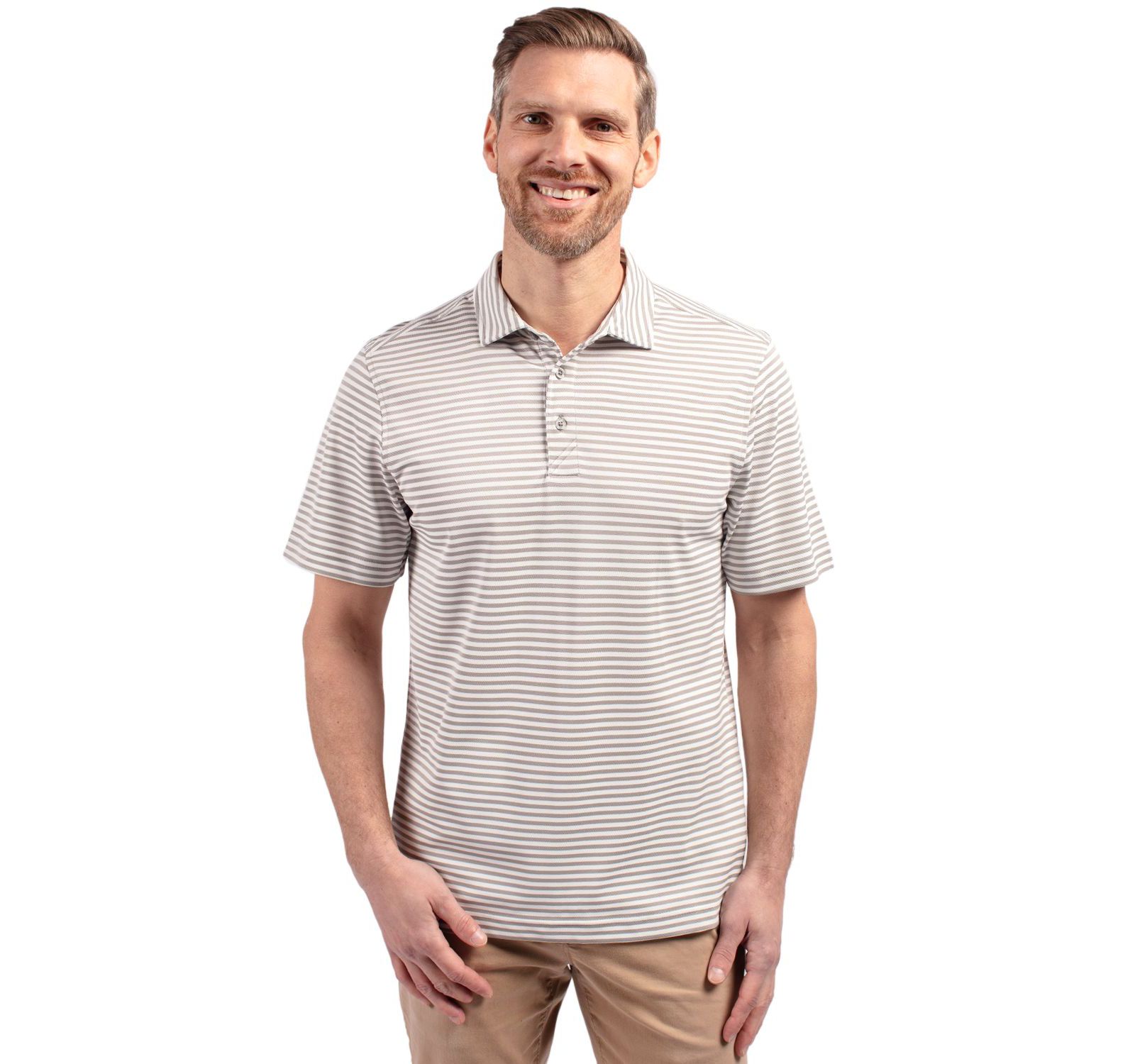 Cutter & Buck Men's Virtue Pique Stripe Short Sleeve Polo