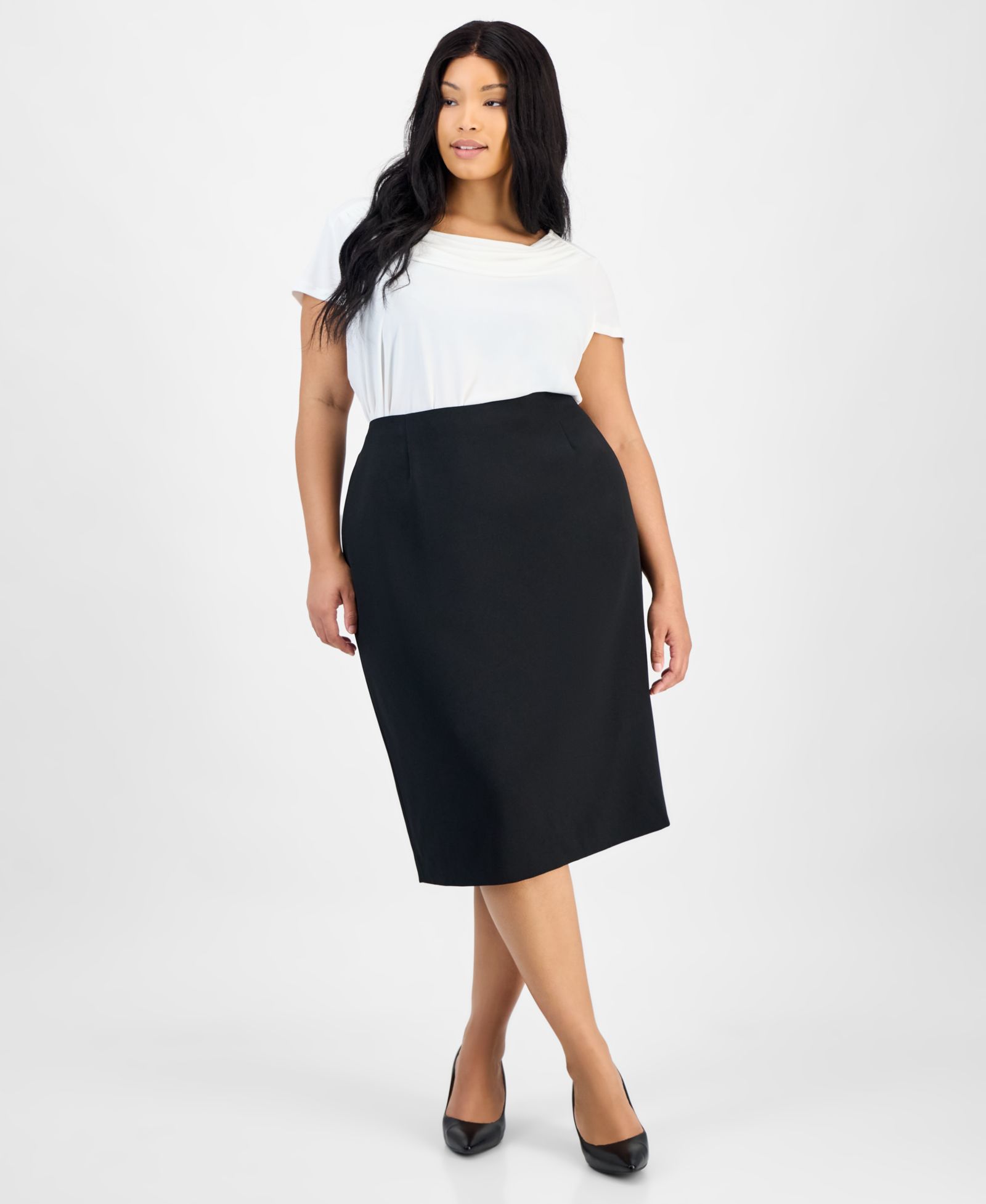 Kasper Plus Size Skimmer Skirt