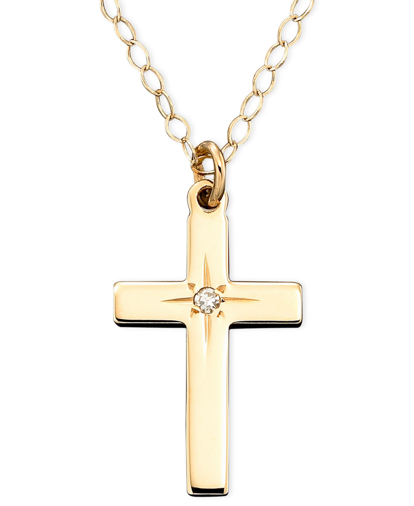 Детский кулон с бриллиантовым акцентом 14k Gold, 15"