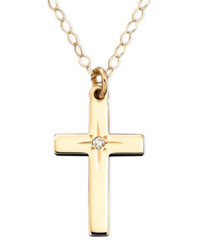 Детский кулон с бриллиантовым акцентом 14k Gold, 15"
