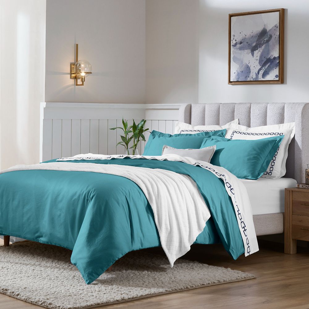 Superior 650-TC Egyptian Cotton Solid Luxury Duvet Cover Set, King/California King