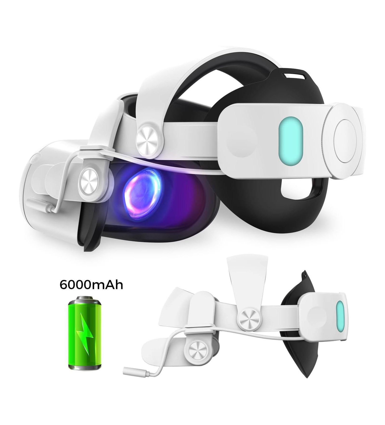 Alpha Digital MQ3 PRO Wireless 6000mAh Battery Head Strap for Meta Quest 2