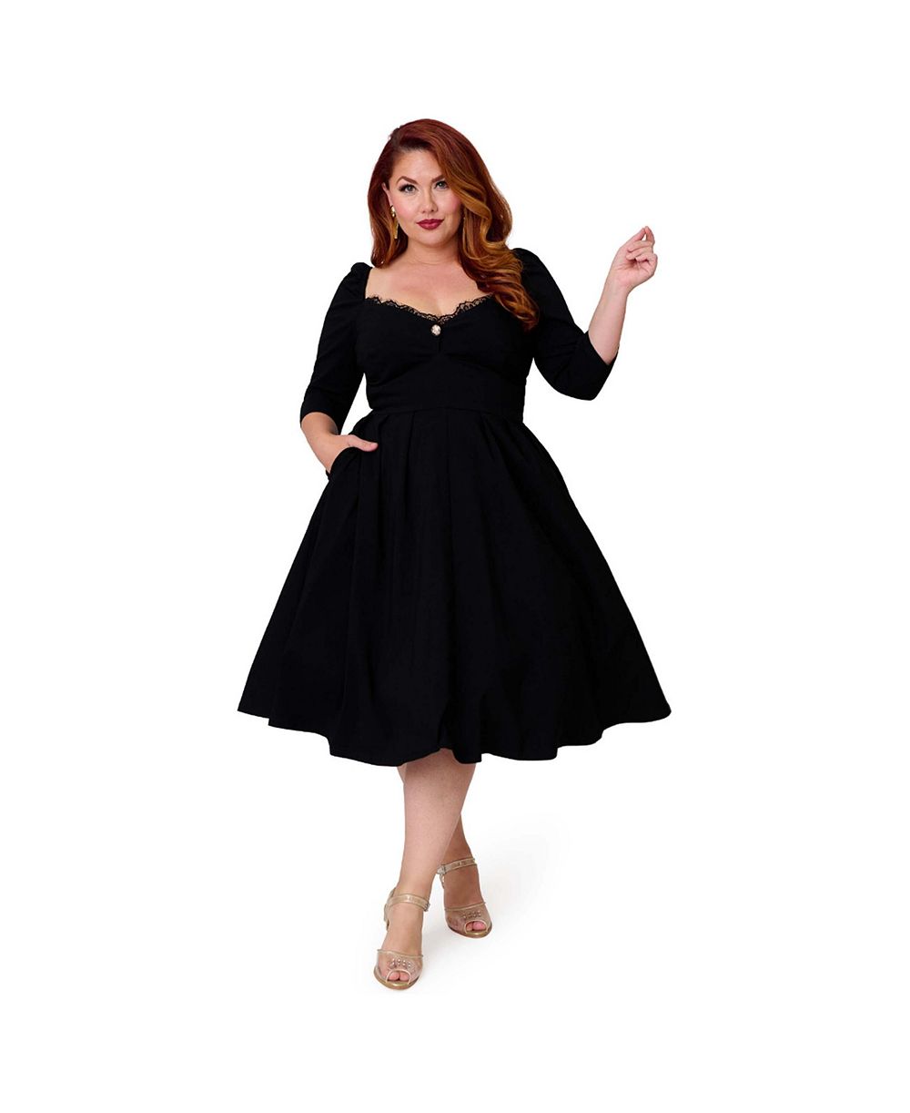 Unique Vintage Plus Size Woven Lamar Swing Dress