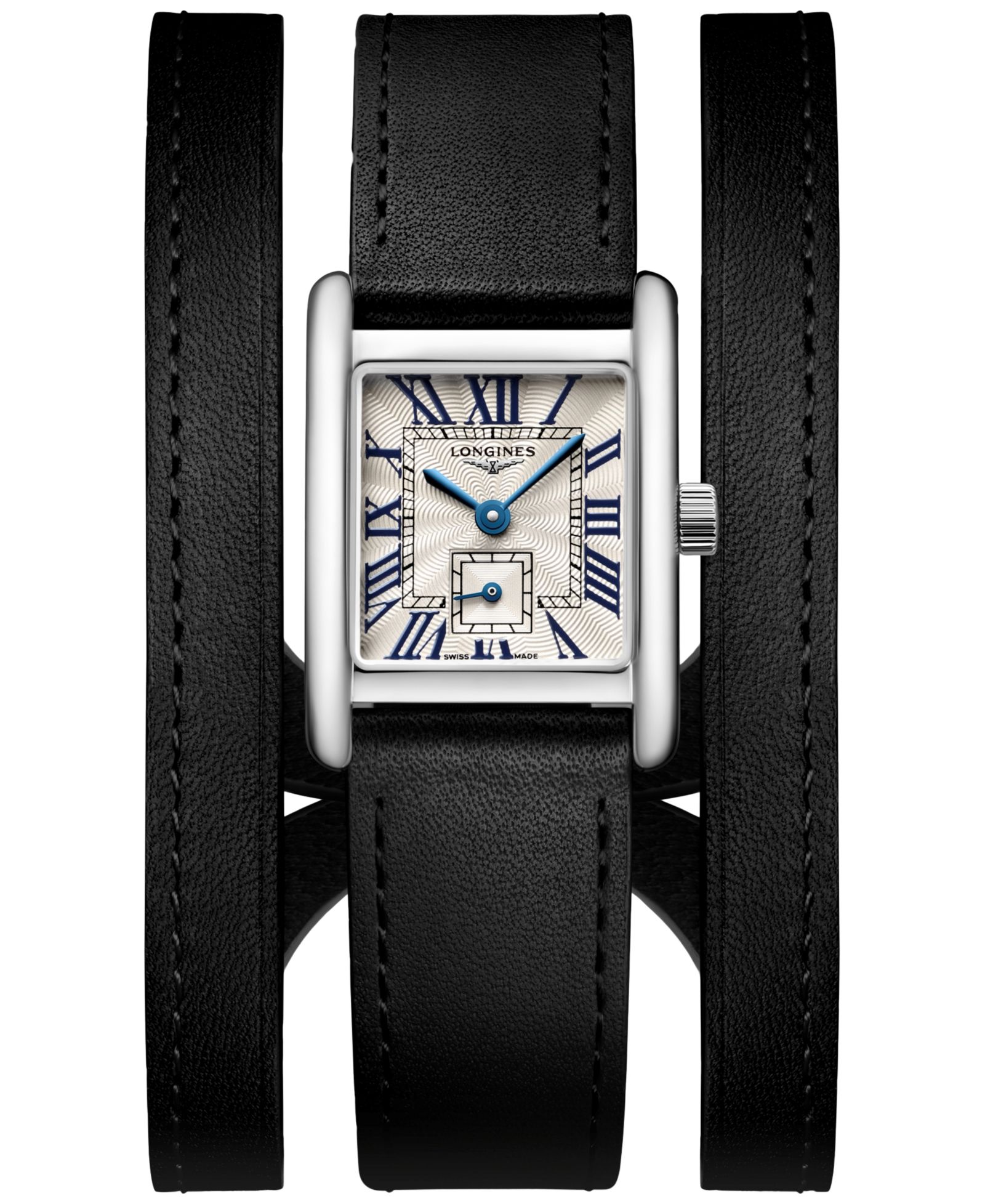 Longines Women's Swiss Mini Dolcevita Black Three-Row Leather Strap Watch 29mm