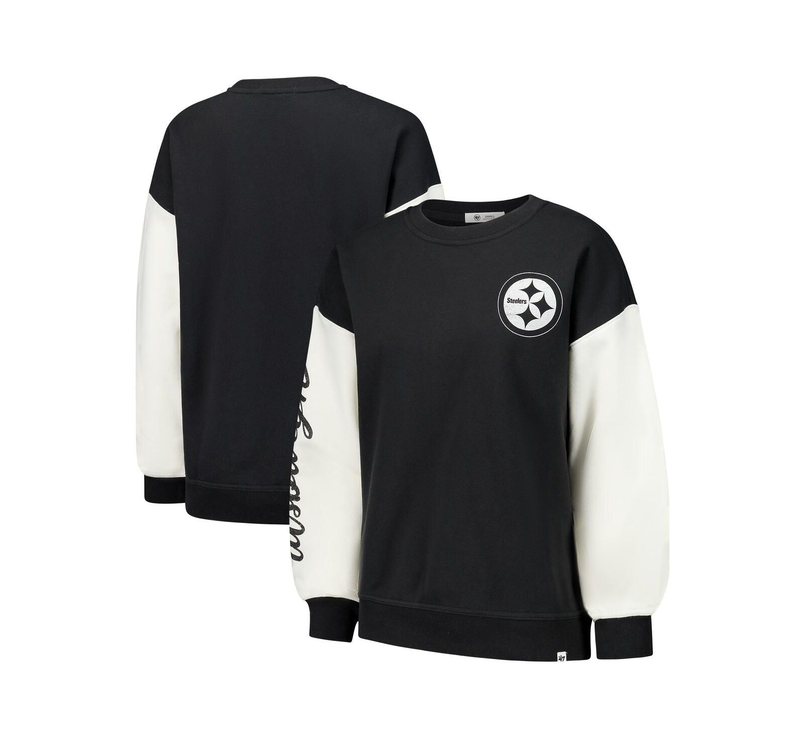 Женский пуловер '47 Brand Black Pittsburgh Steelers Double Header Rise Andie