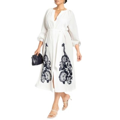 ELOQUII Women's Relaxed Dress With Applique