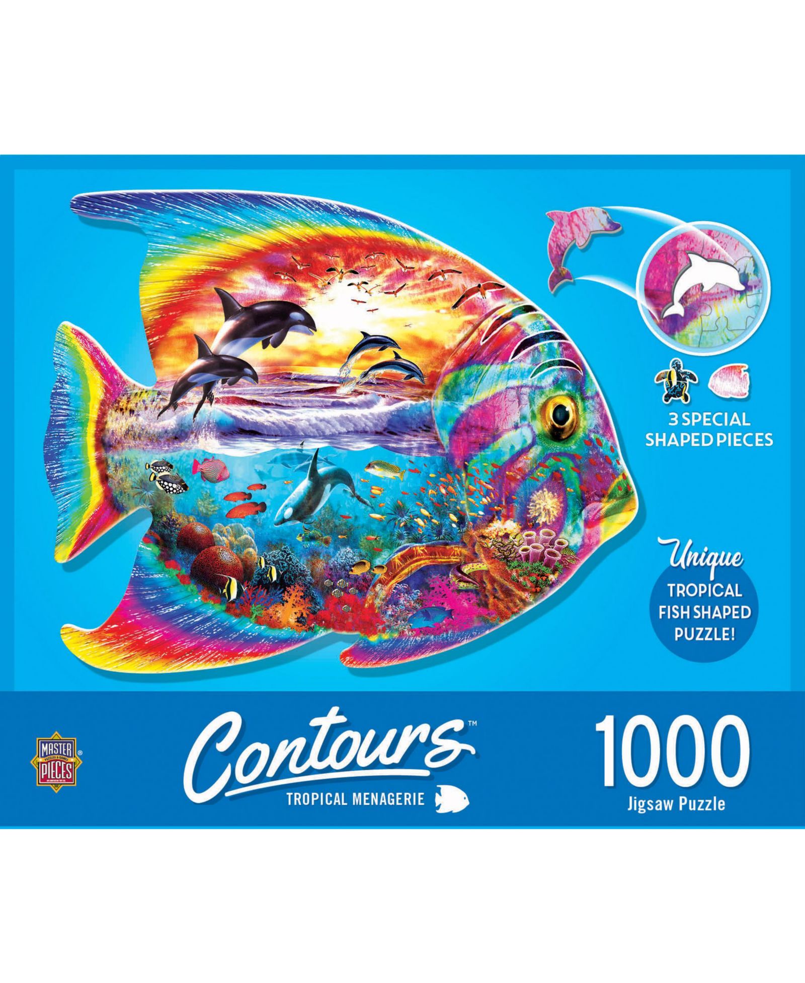 MasterPieces Contours - пазл Tropical Menagerie из 1000 деталей фигурной формы
