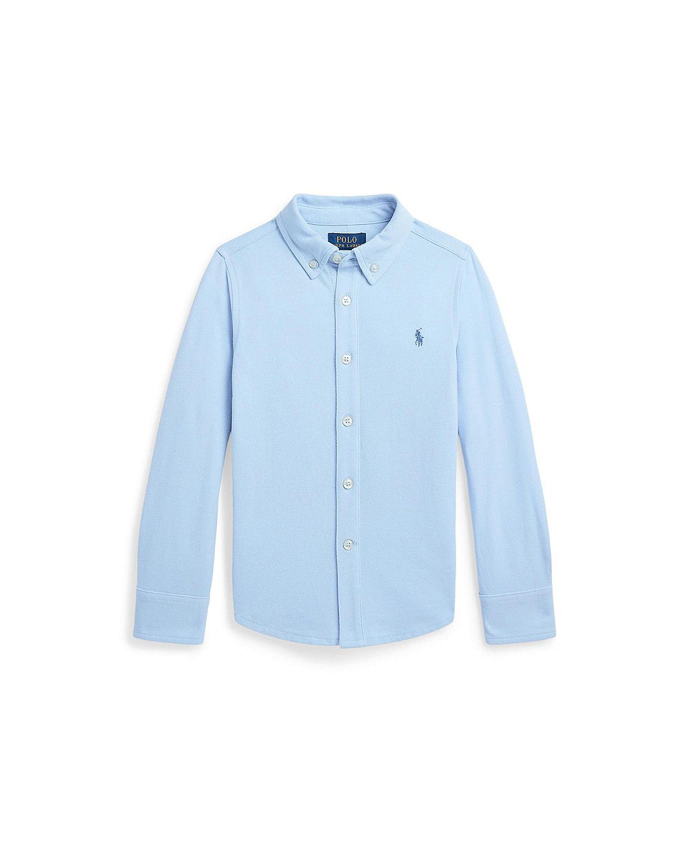 Детская хлопковая сетчатая рубашка Polo Ralph Lauren Featherweight