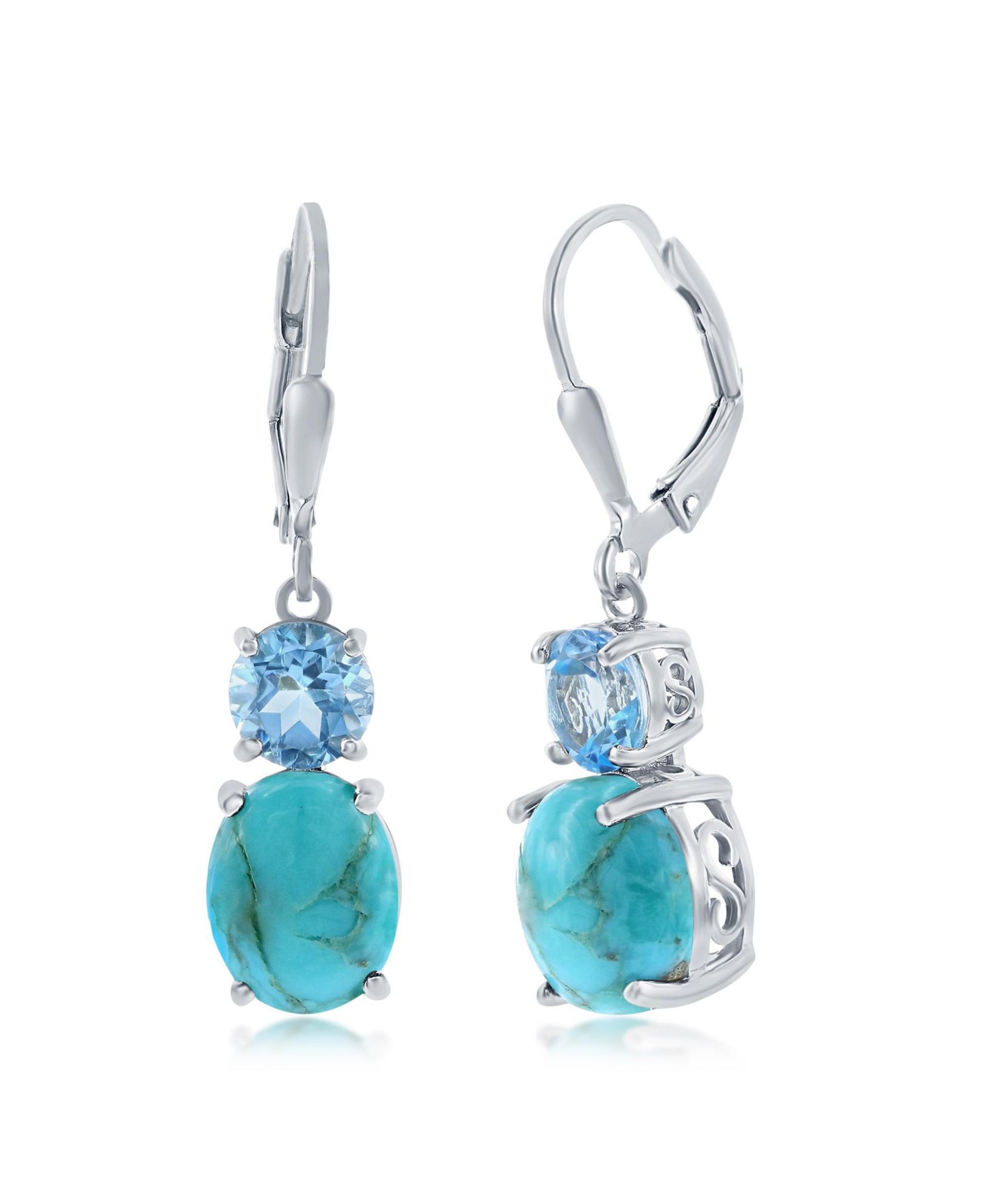 Simona Серьги из стерлингового серебра с бирюзой и драгоценными камнями oval turquoise & round