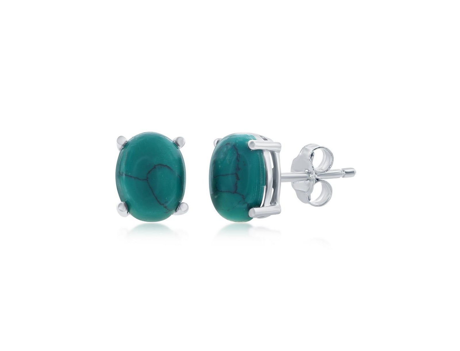 Simona Sterling Silver Oval Turquoise Stud Earrings