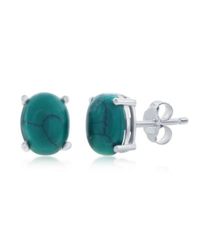 Simona Sterling Silver Oval Turquoise Stud Earrings