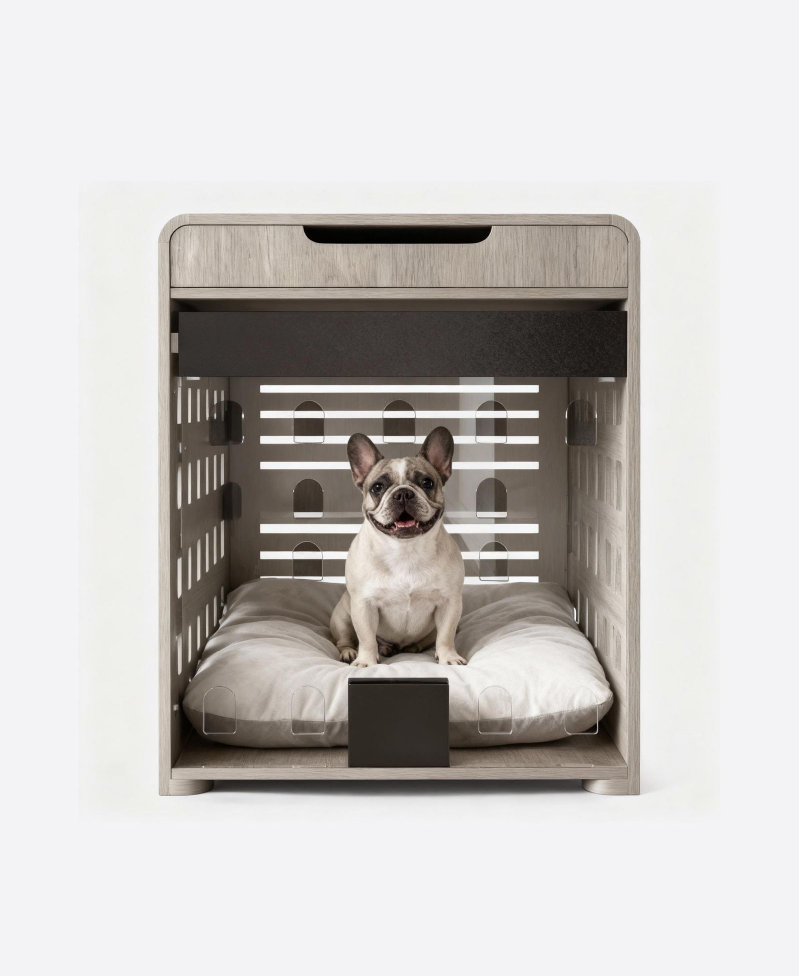Dog Crate End Table with Charging Station, Furniture Style Pet Crate Nightstand for Small to Medium Dogs