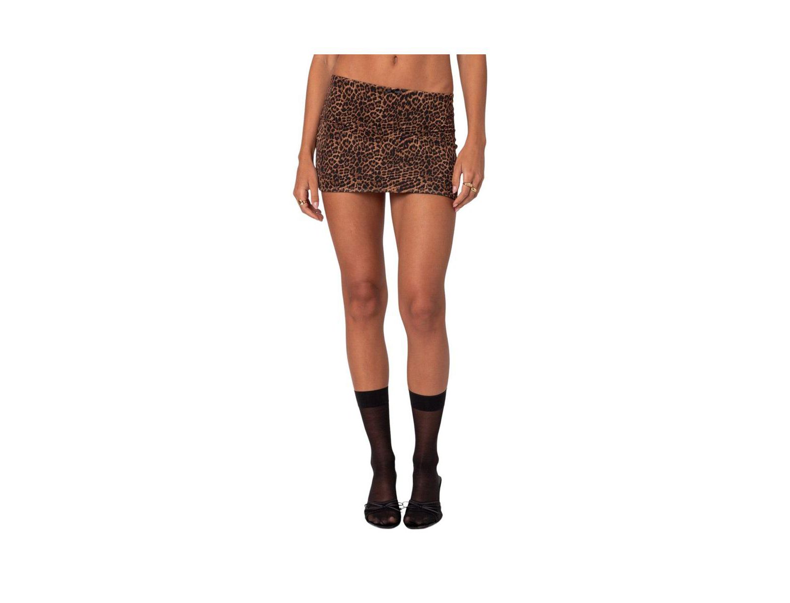 Edikted Women's Edin Leopard Print Mesh Mini Skirt