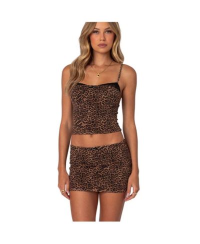 Женский сетчатый топ-бюстгальтер Edikted Women's Edin Leopard Print Mesh Bra Top
