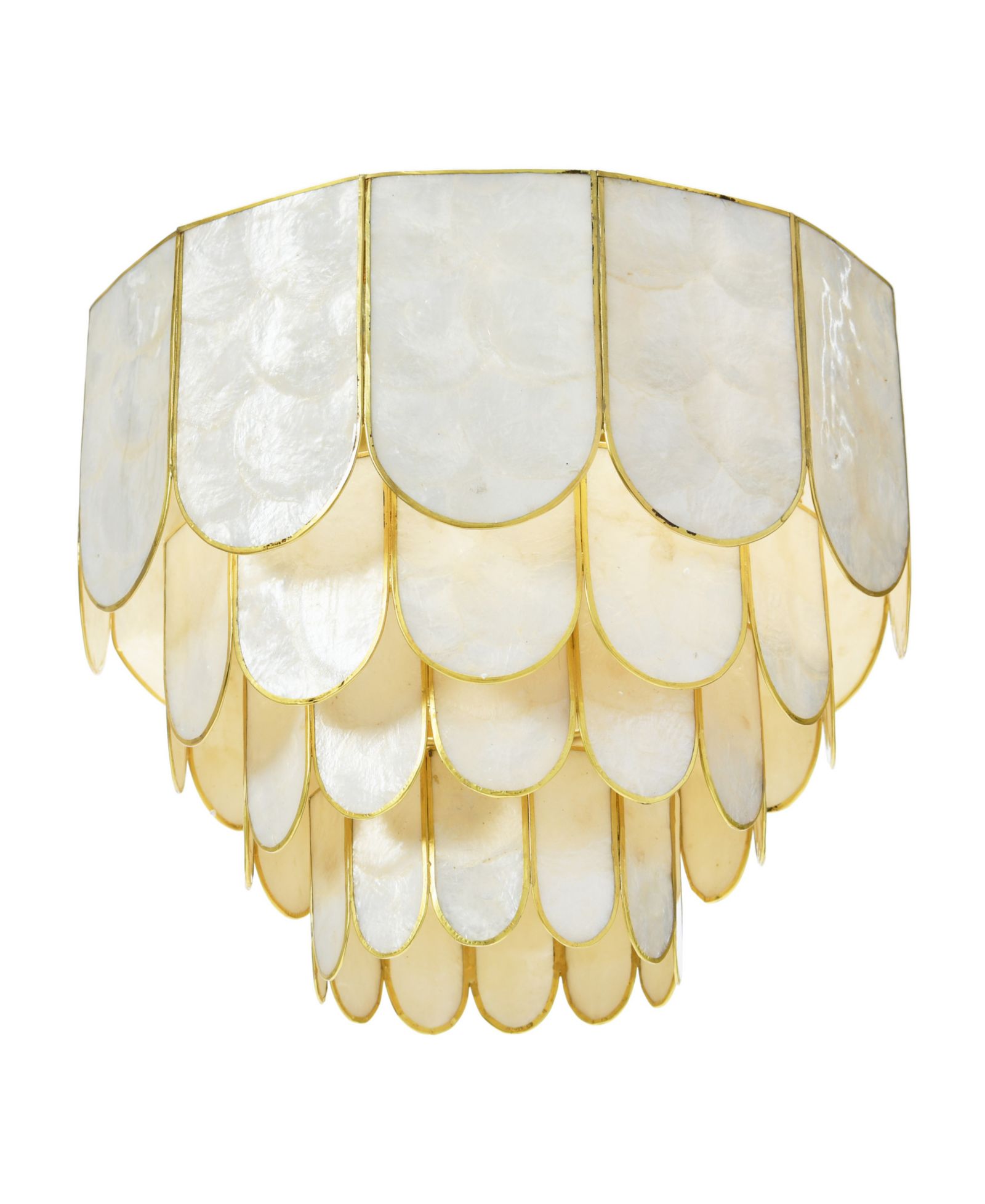Потолочный светильник Storied Home 14" Round 4-Tier Capiz and Metal Flush Mount