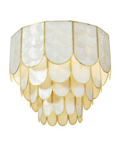 Потолочный светильник Storied Home 14" Round 4-Tier Capiz and Metal Flush Mount