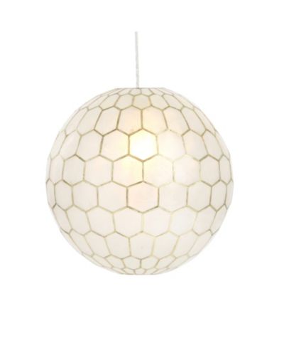 Storied Home Capiz Honeycomb Globe Pendant Light Capiz White Seashells