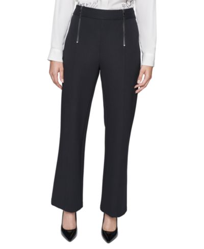 KARL LAGERFELD PARIS брюки из ткани Ponte, фасон Straight-Leg, с имитацией молнии