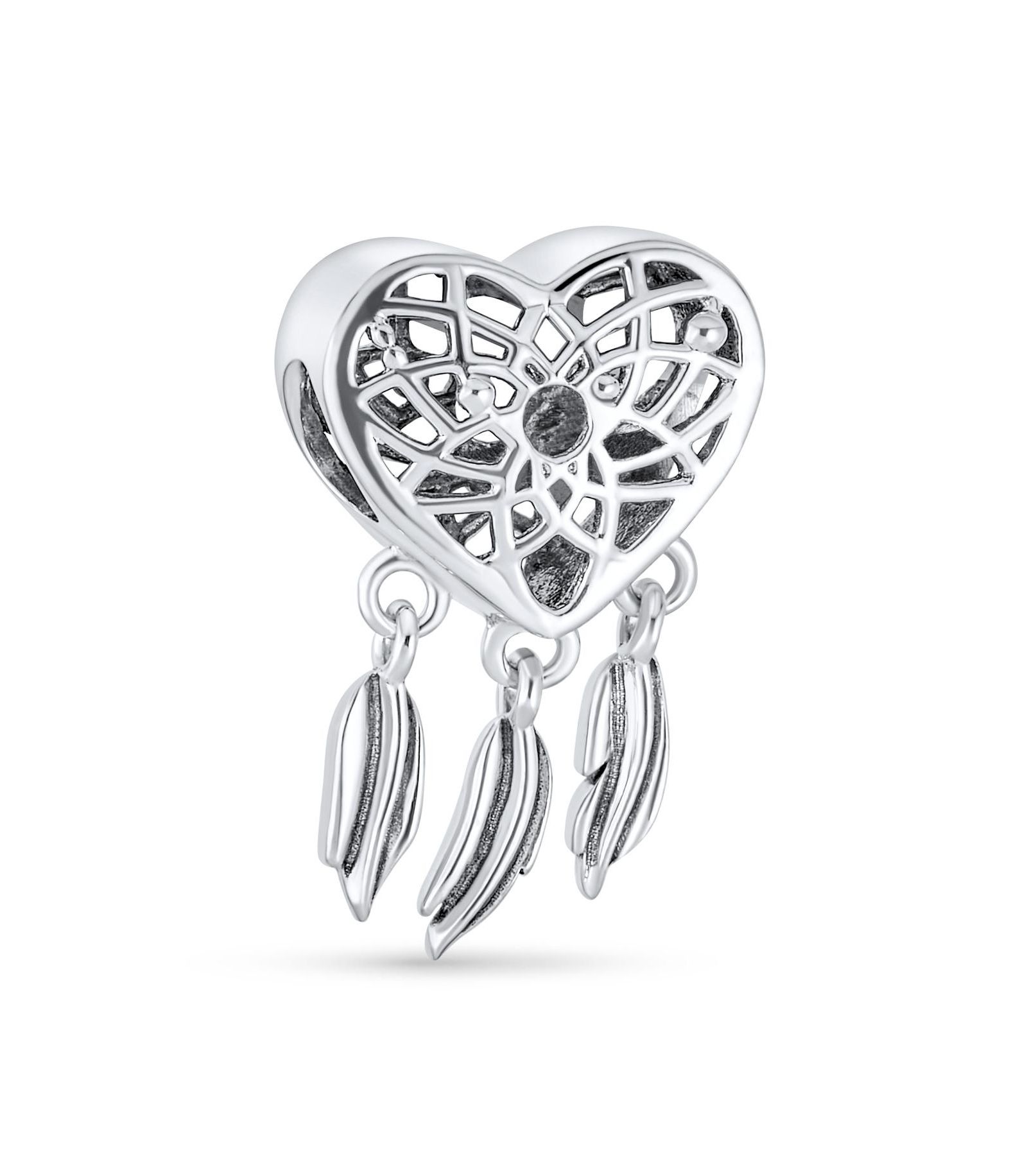 Подвеска Bling Jewelry Sterling Silver Native American Indian Dream Catcher Heart Charm