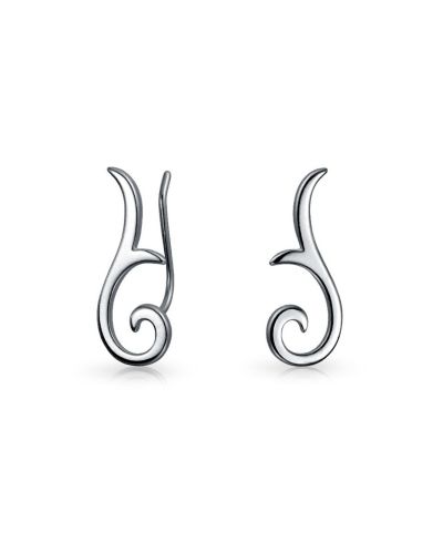 Bling Jewelry Scroll Ear Pin Crawlers Climber Earrings Rose Gold Plated Sterling Silver