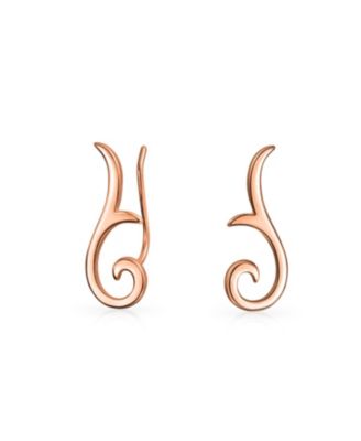 Серьги Bling Jewelry Scroll Design Ear Pin Crawlers Climber, Gold Plated .925 Sterling Silver