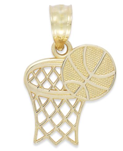 Подвеска в виде баскетбольного кольца из золота 14k