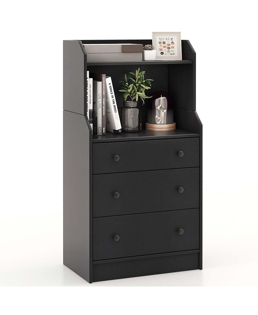 Комод Costway из дерева с 3 ящиками и 2 открытыми полками, 44" в высоту