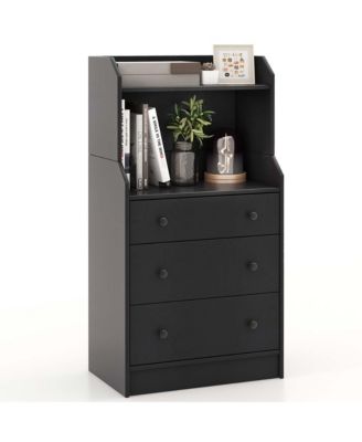 Комод Costway из дерева с 3 ящиками и 2 открытыми полками, 44" в высоту