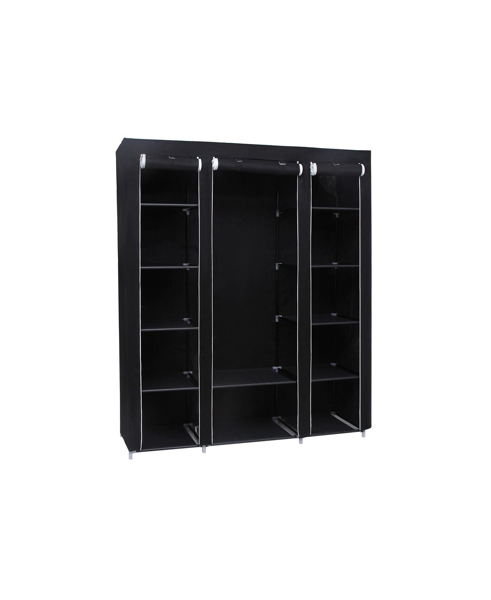 Portable Clothes Storage Organizer with Hanging Rail, Shelves, Closet