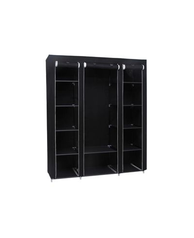 Portable Clothes Storage Organizer with Hanging Rail, Shelves, Closet