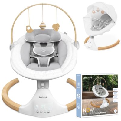 Детская качель Jool Baby Nova Nature с натуральными деревянными игрушками, электромотором и Bluetooth