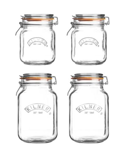Набор из 4 квадратных банок Kilner Square Clip Top