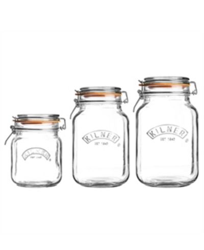 Набор из 3 квадратных банок с зажимом Kilner