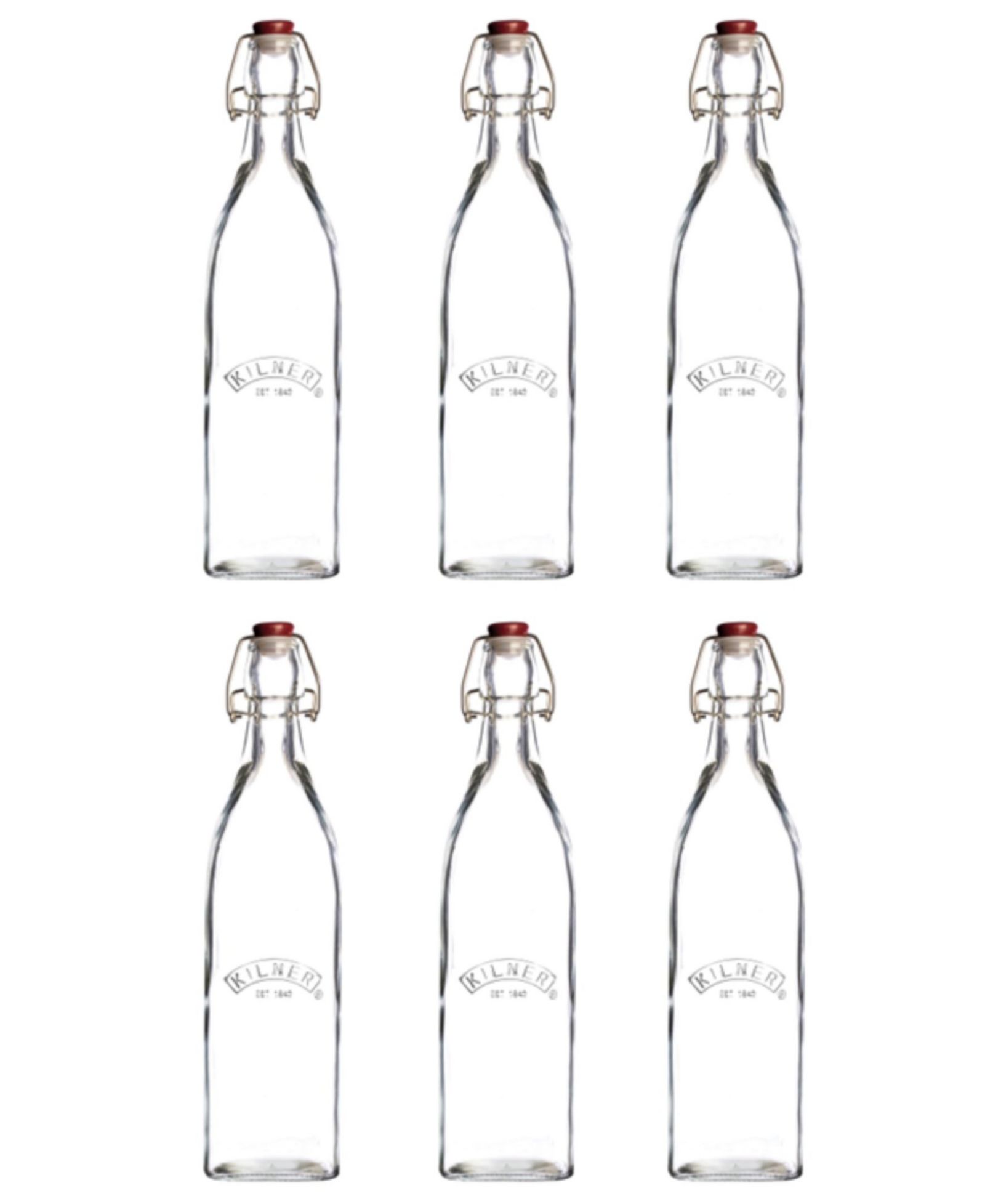 Kilner Set of 6 Square Clip Top Bottles