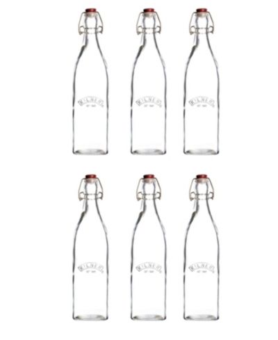 Набор из 6 квадратных бутылок с зажимом Kilner