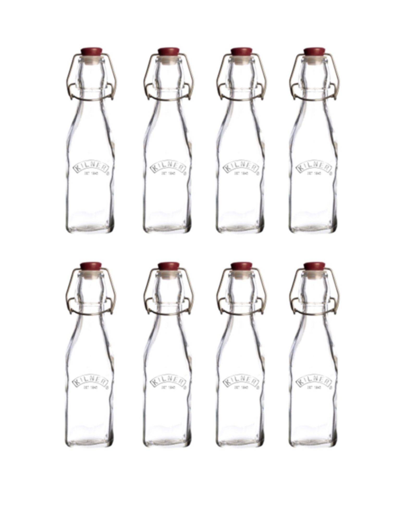 Kilner Set of 8 Square Clip Top Bottles