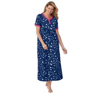 Dreams & Co. Women's Long Henley Sleepshirt