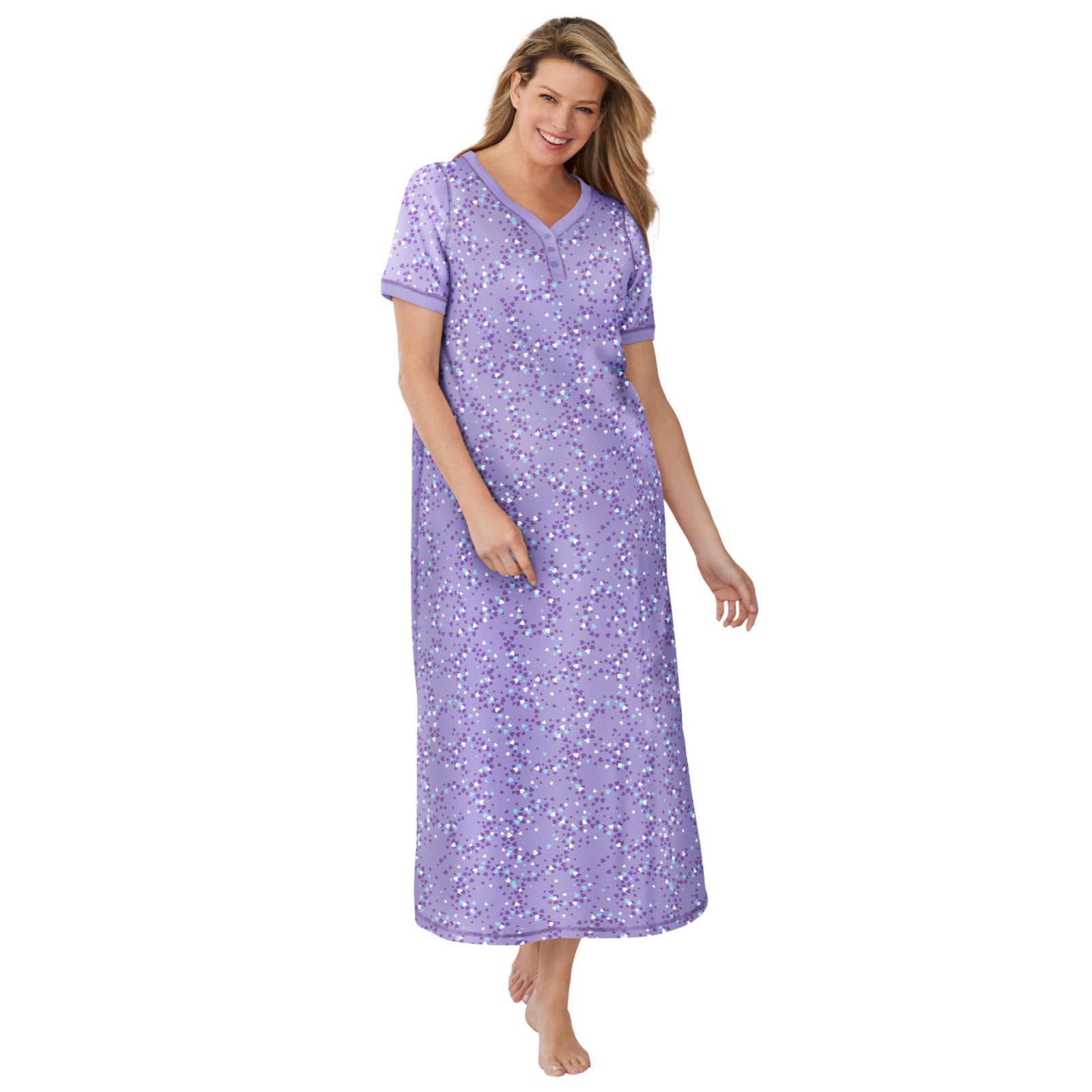 Dreams & Co. Women's Long Henley Sleepshirt